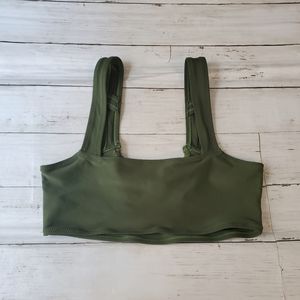 Cupshe bikini swim top olive army green size small lots of coverage
